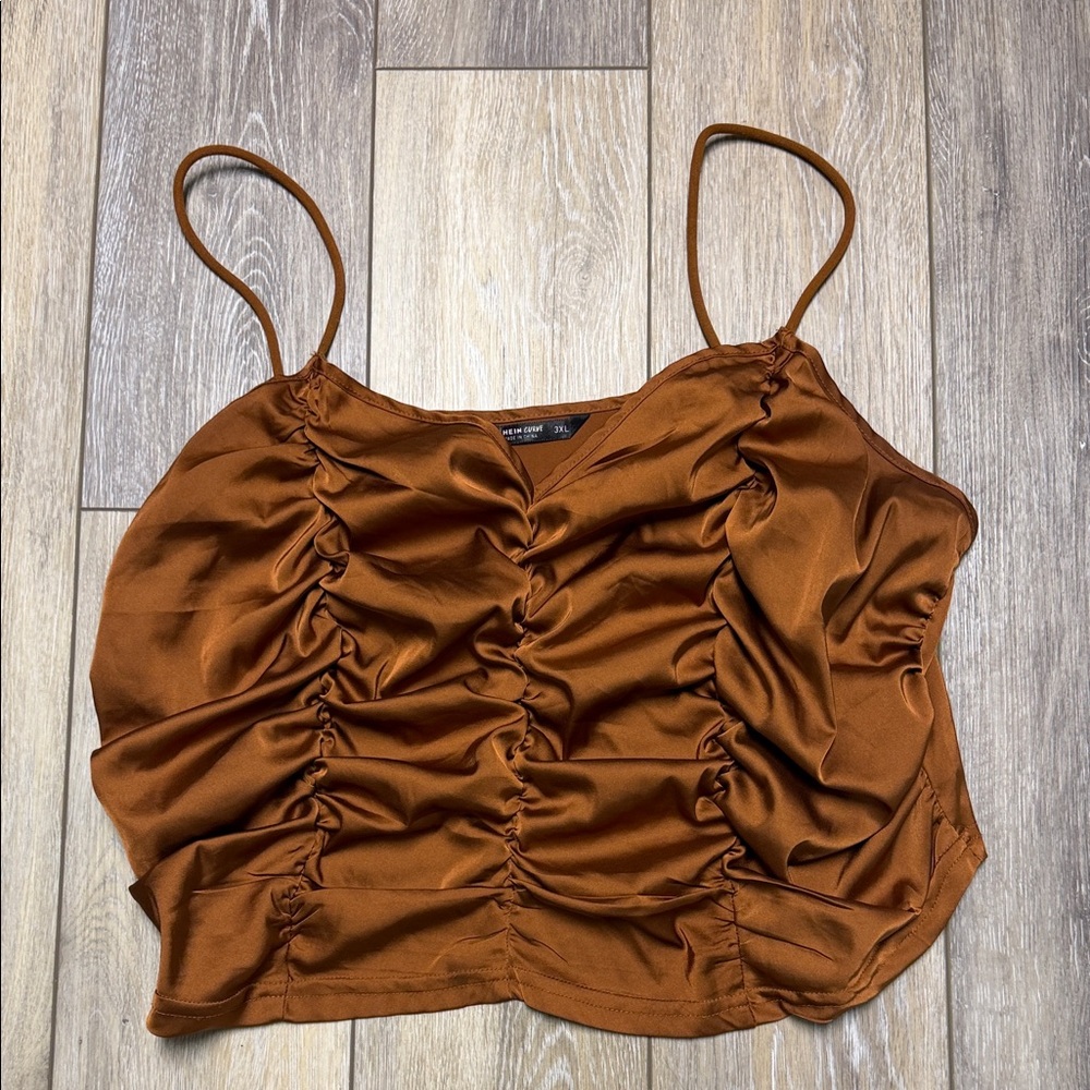 Elegant Brown Ruched Women's Top from Shein